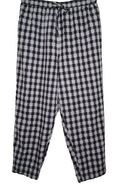 Vintage Fashion Bug Pants Plus Size 22W 24W Black White Plaid Seersucker Elastic
